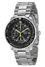 Flight Chronograph Steel Black Dial Mens Watch SNA411